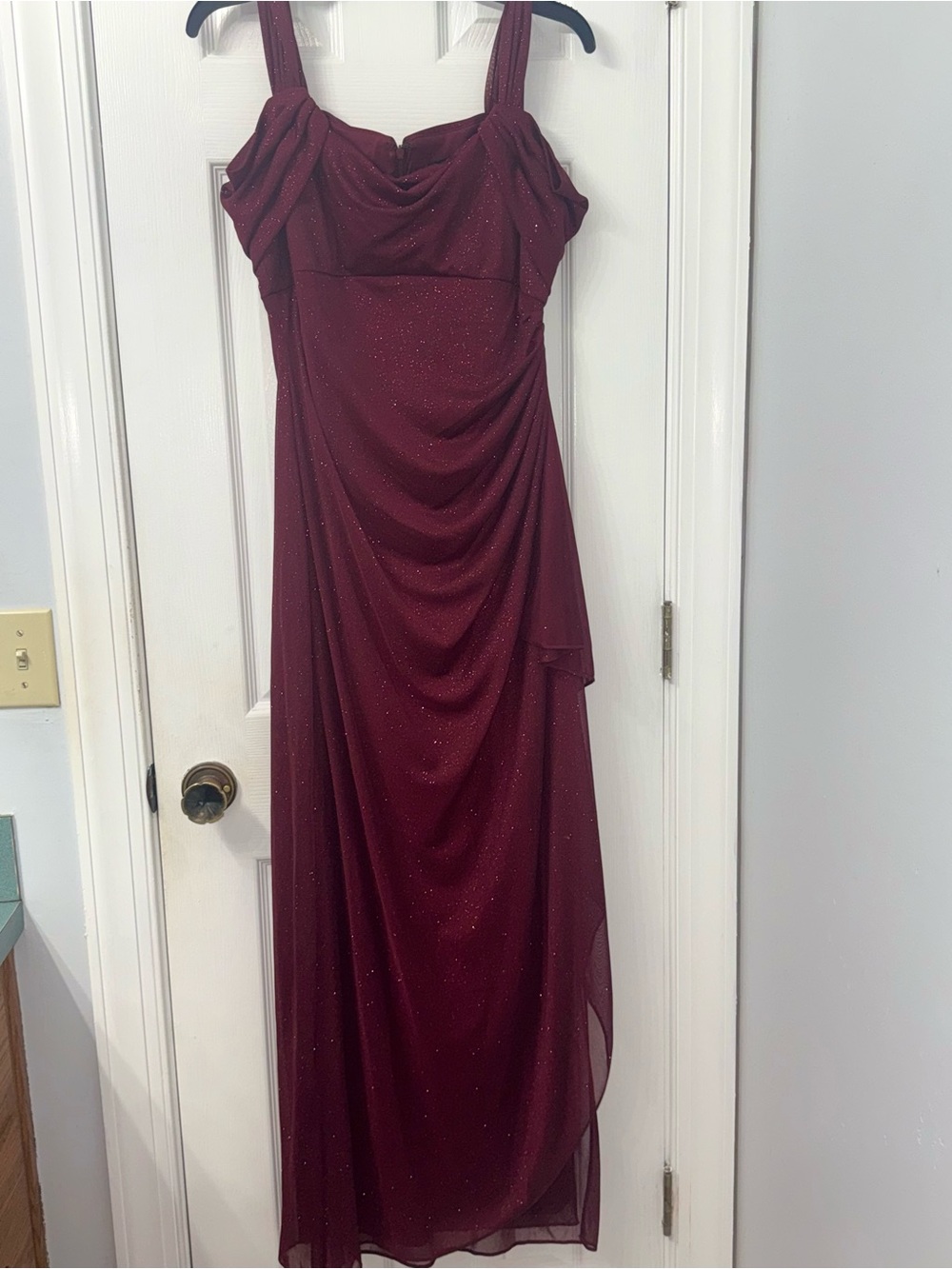 Alex Evenings Sparkling Wine-Red Maxi Dress